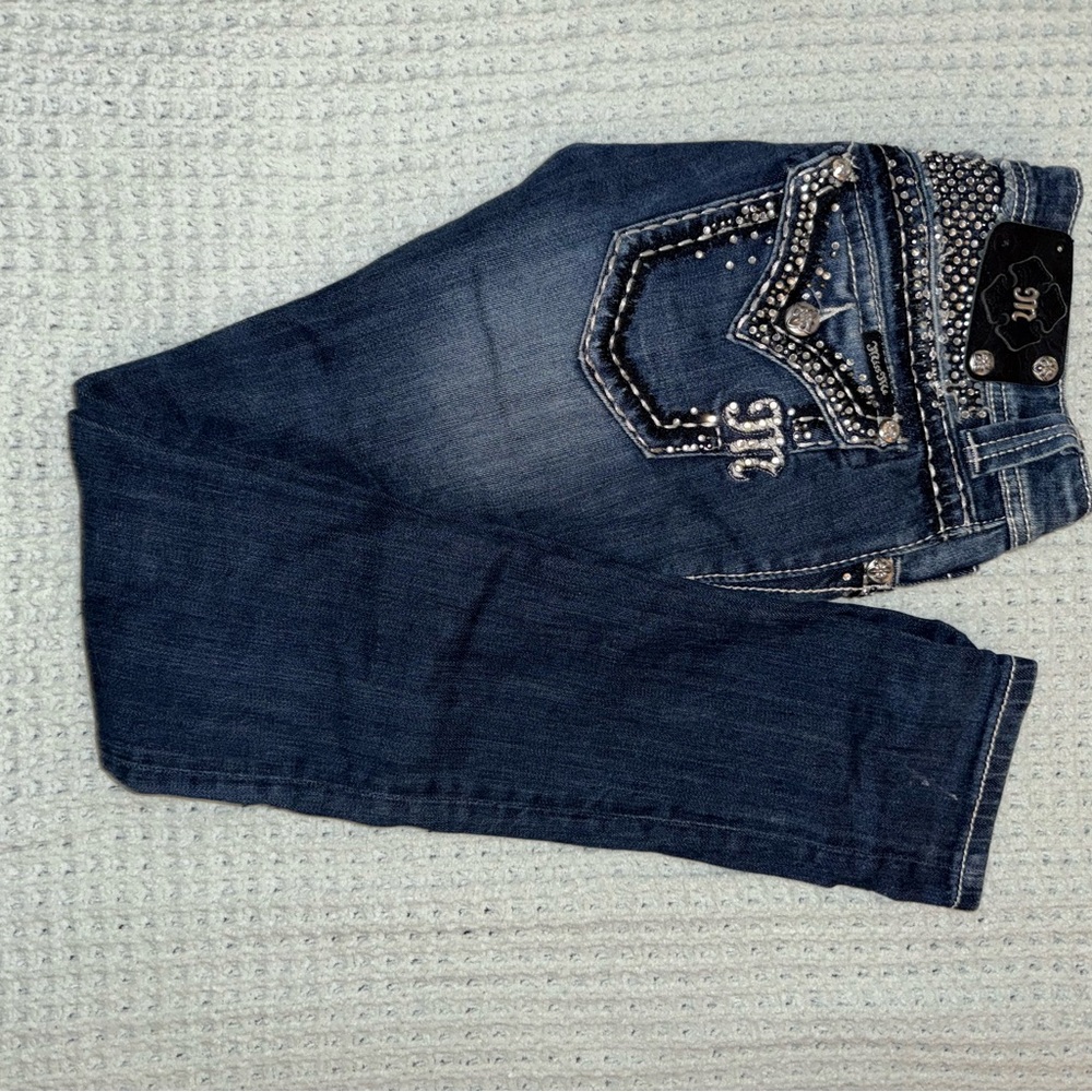 Miss Me Blue Boot Cut Jeans with Contrast Stitching